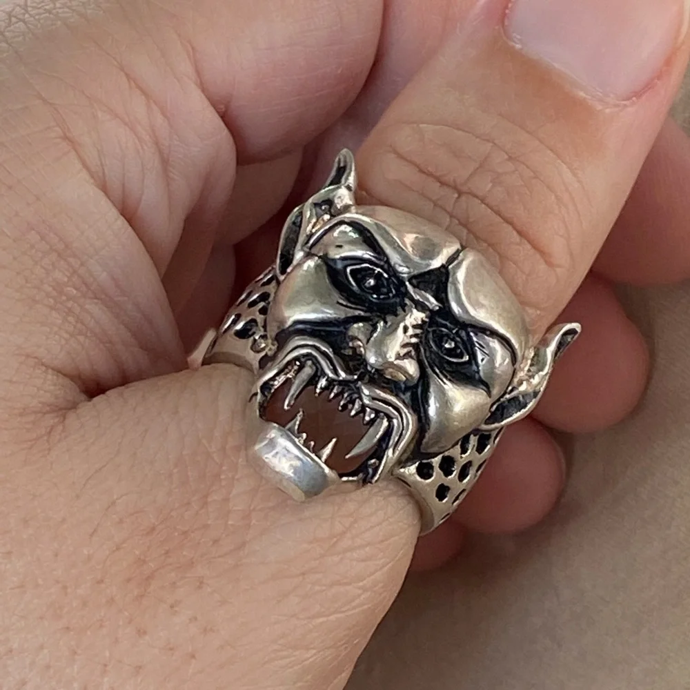 925 sterling silver devil man skull ring